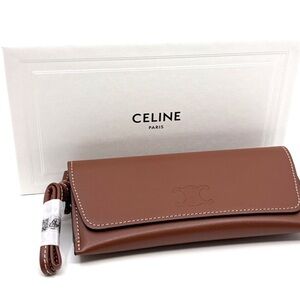NEW!!! Celine Tan Leather sunglasses case, wristlet
